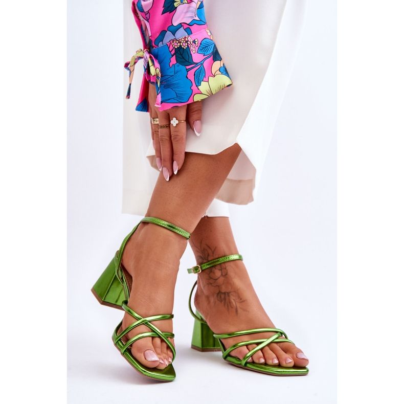 Sandalias de tacón alto Felisa Green de moda verde 2