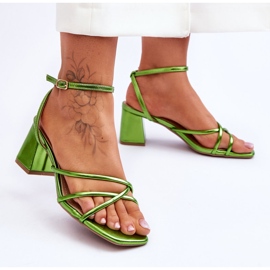 Sandalias de tacón alto Felisa Green de moda verde 3