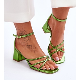 Sandalias de tacón alto Felisa Green de moda verde 4