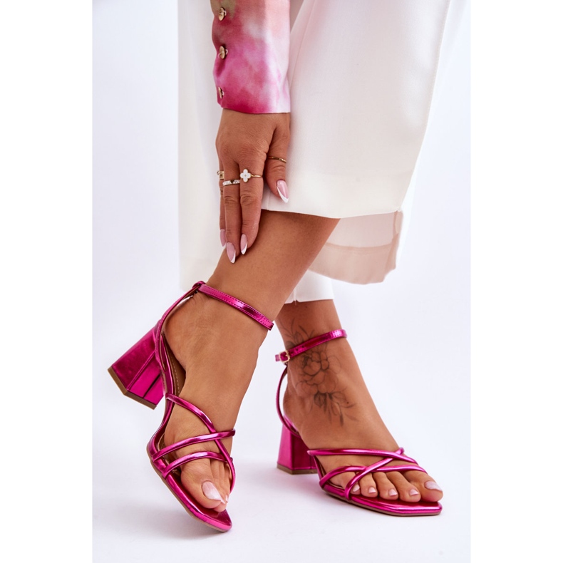 Sandalias de tacón alto Felisa fucsia de moda rosa 2