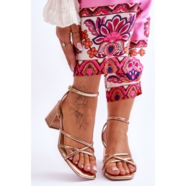 FB2 Sandalias de tacón alto de oro rosa Felisa de moda dorado 1