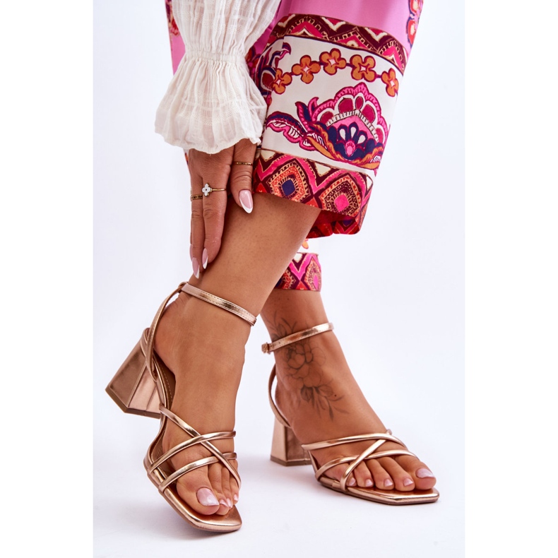 FB2 Sandalias de tacón alto de oro rosa Felisa de moda dorado 2