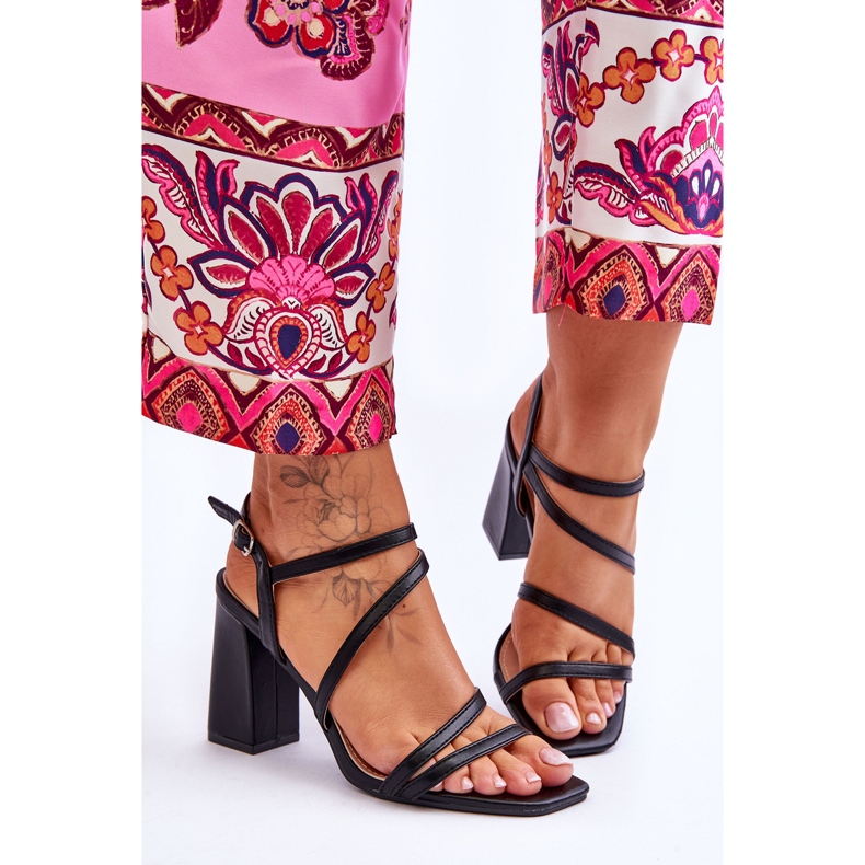 Sandalias Tacón Florentina Cuero Negro 1