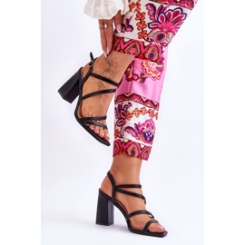Sandalias Tacón Florentina Cuero Negro 3