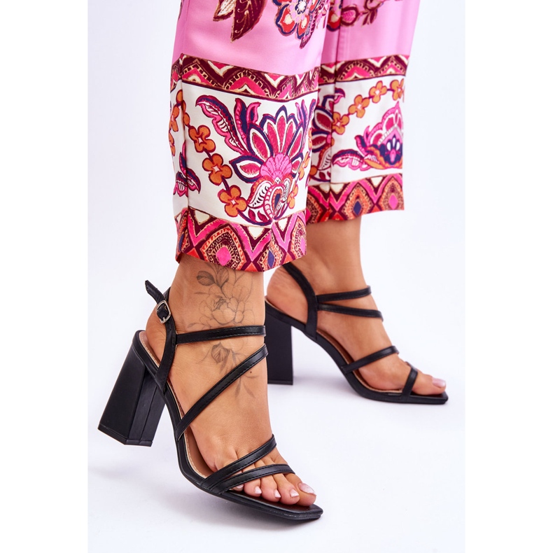 Sandalias Tacón Florentina Cuero Negro 2