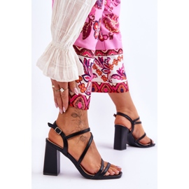 Sandalias Tacón Florentina Cuero Negro 4