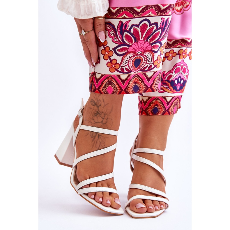 Sandalias De Piel Con Tacón Florentina Blanco 1