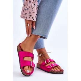 FB2 Sandalias De Mujer En Plataforma De Corcho Con Rayas Fucsia Doretta rosa 2