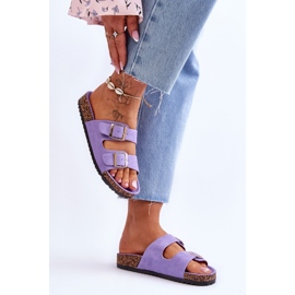 FB2 Sandalias De Mujer En Plataforma De Corcho Con Rayas Morado Doretta violeta 4
