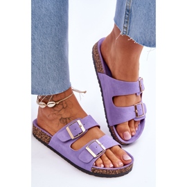 FB2 Sandalias De Mujer En Plataforma De Corcho Con Rayas Morado Doretta violeta 3