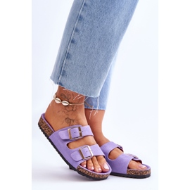 FB2 Sandalias De Mujer En Plataforma De Corcho Con Rayas Morado Doretta violeta 7