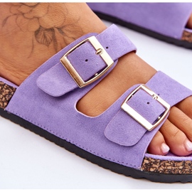 FB2 Sandalias De Mujer En Plataforma De Corcho Con Rayas Morado Doretta violeta 5