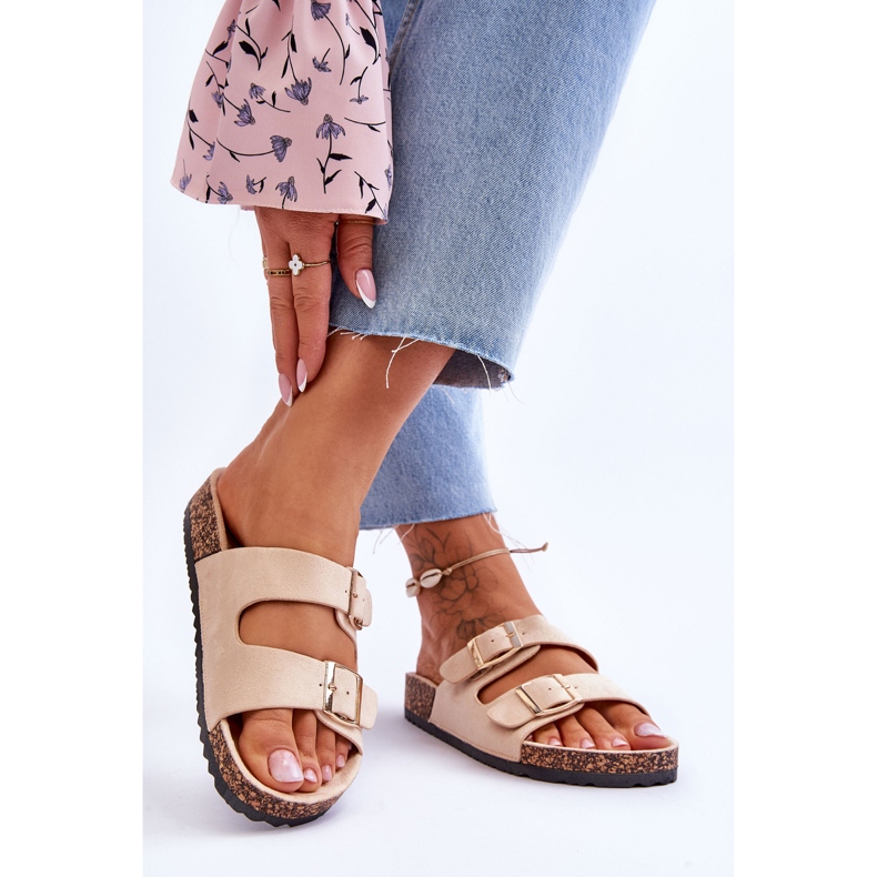 FB2 Sandalias De Mujer En Plataforma De Corcho Con Rayas Beige Doretta 2