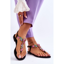 Chanclas De Ante Con Piedras Frency Negro 2