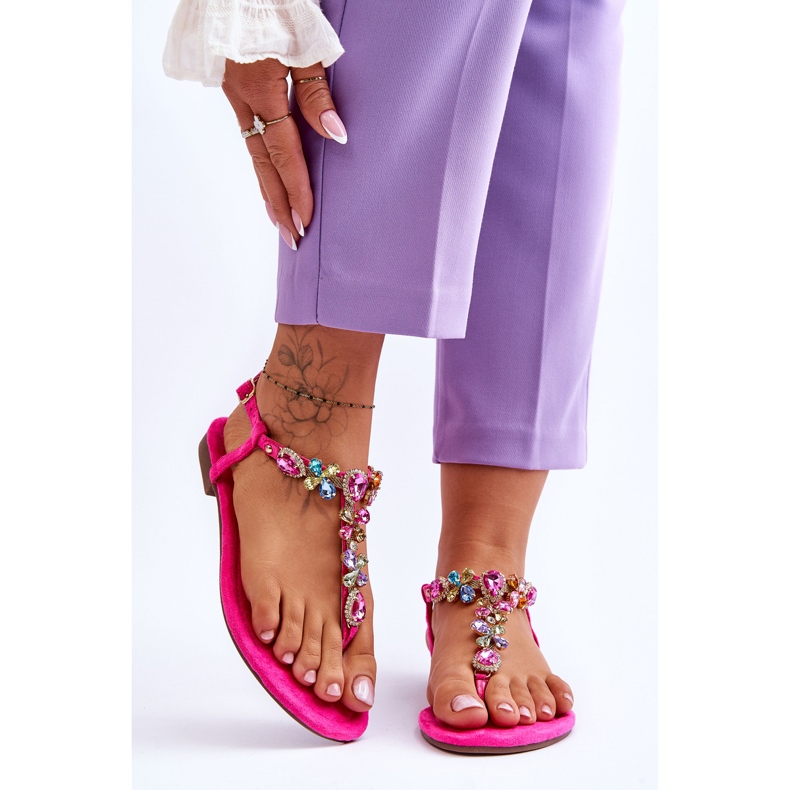 FB2 Chanclas De Ante Rosa Con Piedras Frency 1