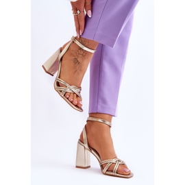 FB2 Sandalias Clásicas De Cuero Con Tacón Golden Bernett dorado 4