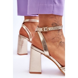 FB2 Sandalias Clásicas De Cuero Con Tacón Golden Bernett dorado 5