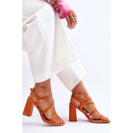 Sandalias Tacón Florentina Piel Naranja 5