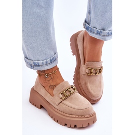 Mocasines Mujer Ante Plataforma Beige Larey 4