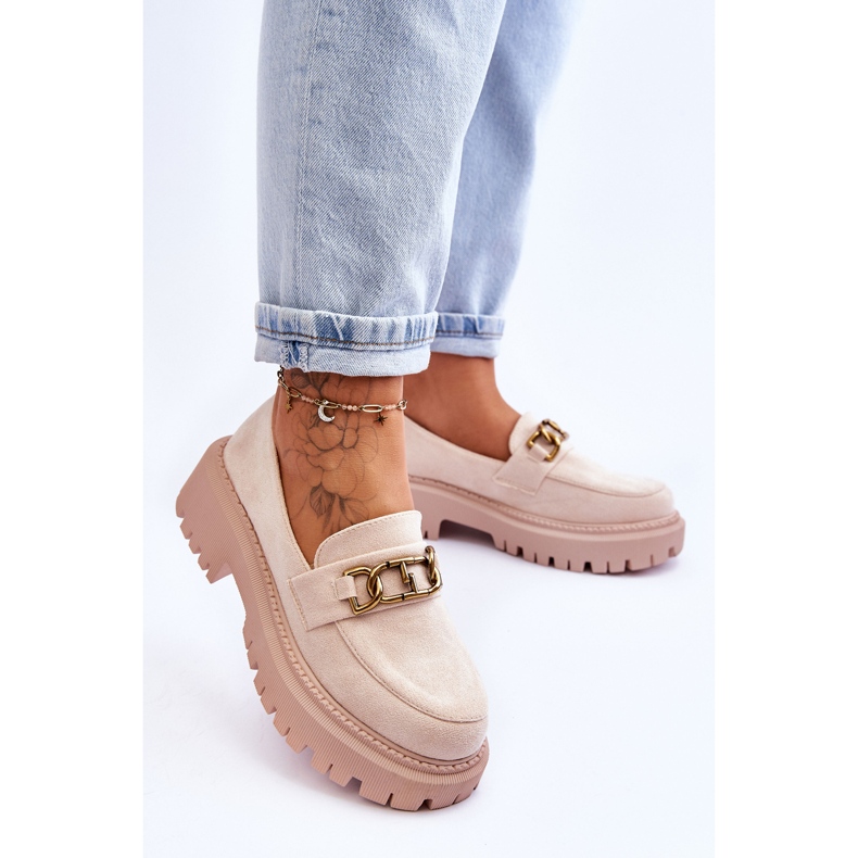 Mocasines Mujer Plataforma Ante Beige Claro Larey 2