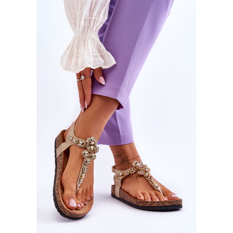 Chanclas Sandalias Sobre Corcho Plataforma Naomi Dorada dorado 2