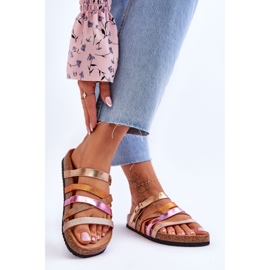 FB2 Pantuflas De Mujer Con Plataforma Y Rayas De Trébol Dorado 2