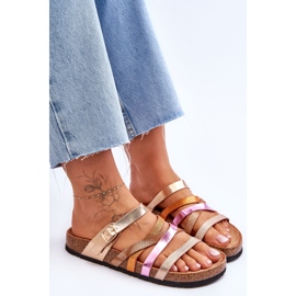 FB2 Pantuflas De Mujer Con Plataforma Y Rayas De Trébol Dorado 7