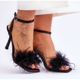 FB2 Sandalias De Mujer Con Plumas Tiffany Negras negro 7