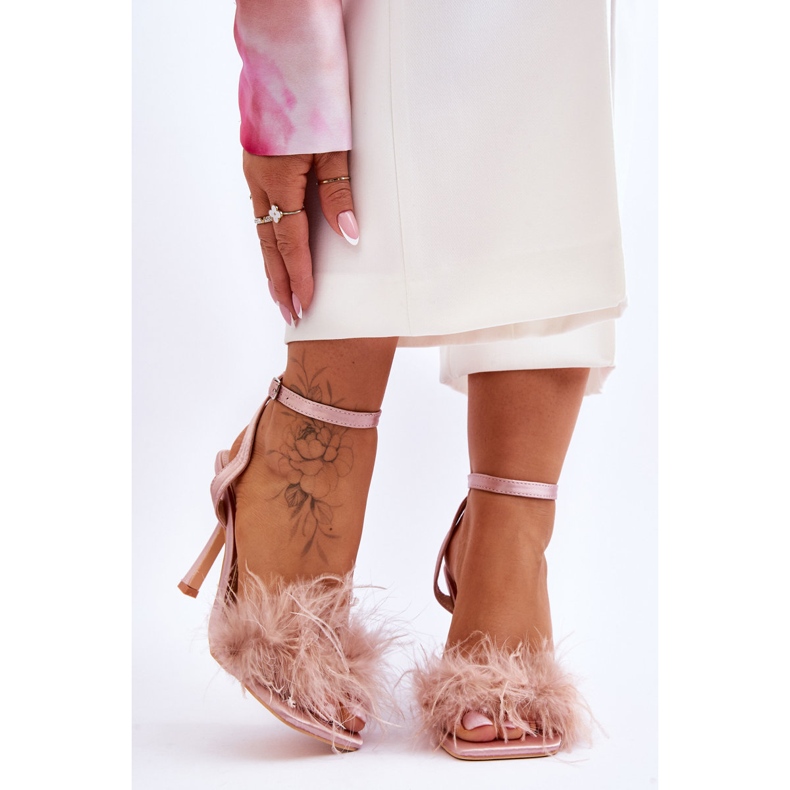 FB2 Sandalias de plumas de Tiffany de mujer rosa 1