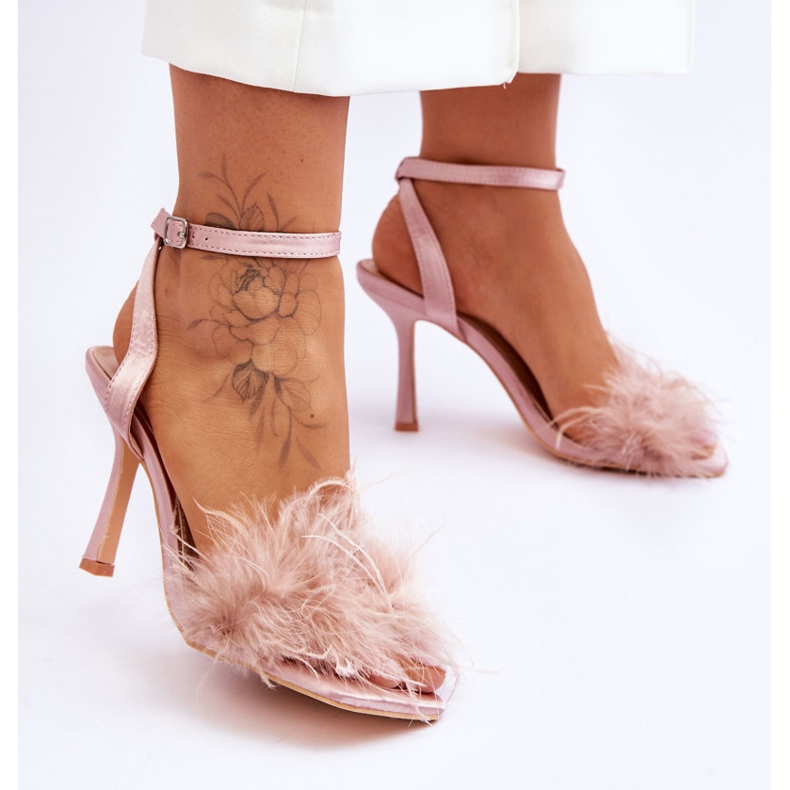 FB2 Sandalias de plumas de Tiffany de mujer rosa 2