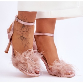 FB2 Sandalias de plumas de Tiffany de mujer rosado 5