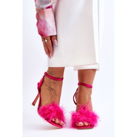 FB2 Sandalias de plumas Tiffany fucsia para mujer rosado 1
