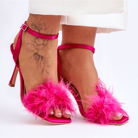 FB2 Sandalias de plumas Tiffany fucsia para mujer rosado 6