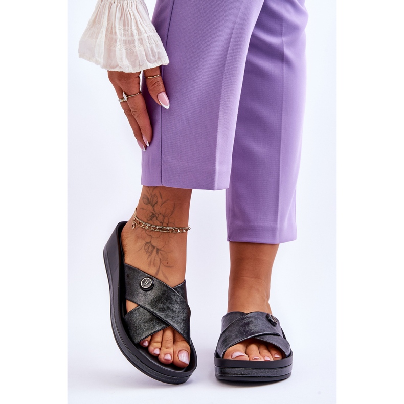 Vinceza Pantuflas De Mujer Con Plataforma Y Adorno Negro Brooklyn 1