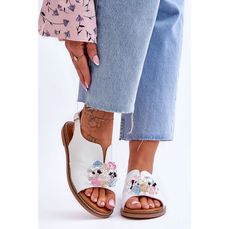 Vinceza Sandalias Mujer Piel Con Piedras Blanco Mersea negro 1