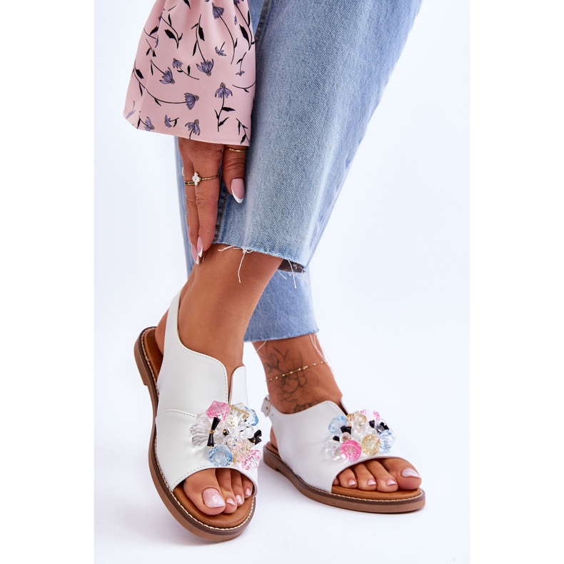 Vinceza Sandalias Mujer Piel Con Piedras Blanco Mersea negro 2