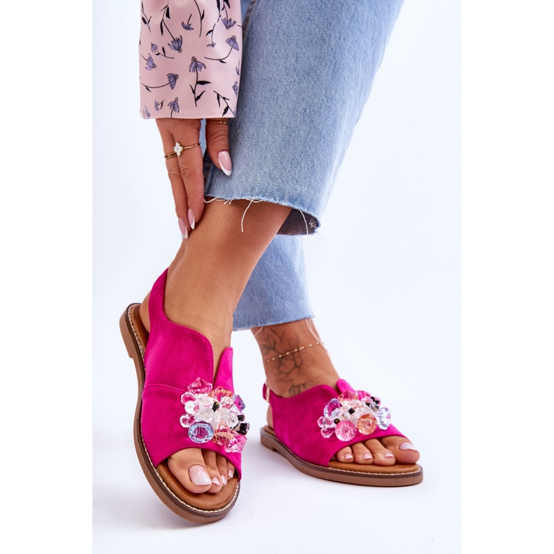Vinceza Sandalias De Mujer Fucsia Mersea Stoned Suede rosado 2