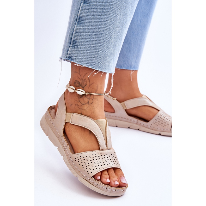 Vinceza Sandalias Lora de mujer en piel beige 2