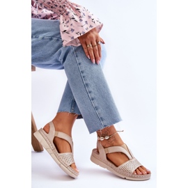Vinceza Sandalias Lora de mujer en piel beige 5