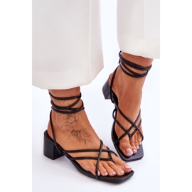 Sandalias Negras Atadas Tacones Altos Chanclas Amor Secreto negro 4