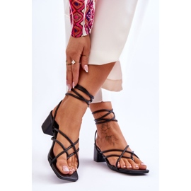 Sandalias Negras Atadas Tacones Altos Chanclas Amor Secreto negro 2