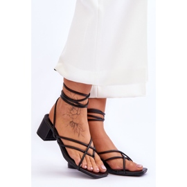 Sandalias Negras Atadas Tacones Altos Chanclas Amor Secreto negro 6