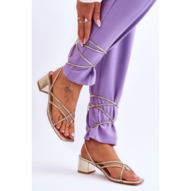 Sandalias Atadas Con Tacones Altos Dorados Secret Love 3