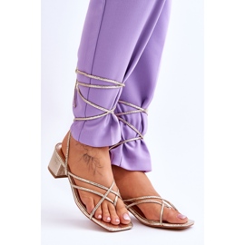 Sandalias Atadas Con Tacones Altos Dorados Secret Love 6