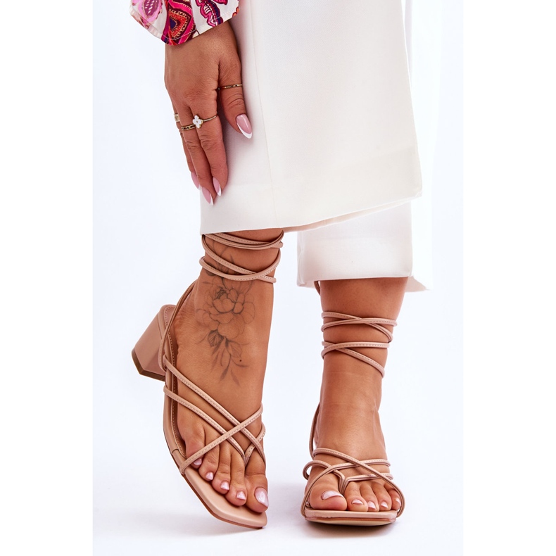 Sandalias Atadas Tacones Altos Beige Secret Love 1