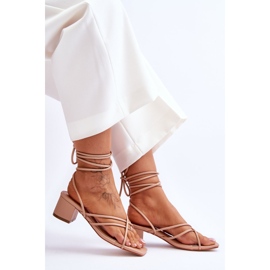 Sandalias Atadas Tacones Altos Beige Secret Love 5