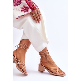 Sandalias Atadas Tacones Altos Beige Secret Love 4