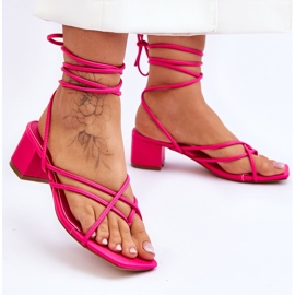 Sandalias Atadas Tacones Rosa Amor Secreto 2