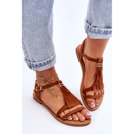 Sandalias Mujer Planas Ante Boho Marrón Lucami 3