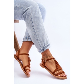 Sandalias Mujer Planas Ante Boho Marrón Lucami 5